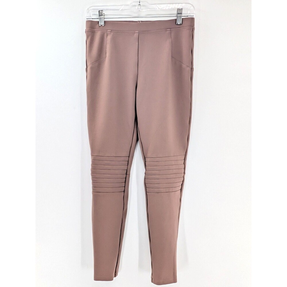 Gianni Bini Tan Camel Ribbed Knee Moto Legging Pants Size Medium 28x25.5